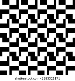 Nahtloses Muster mit geometrischen Motiven in Schwarz-Weiß. Vektorgrafik.