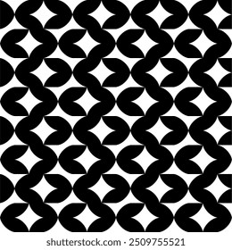 Seamless pattern with geometric motifs in black and white. Vector illustration.