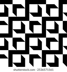 Seamless pattern with geometric motifs in black and white. Vector illustration.