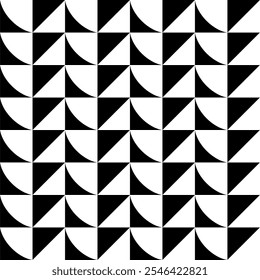 Seamless pattern with geometric motifs in black and white. Vector illustration.