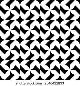 Seamless pattern with geometric motifs in black and white. Vector illustration.