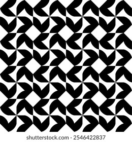 Seamless pattern with geometric motifs in black and white. Vector illustration.