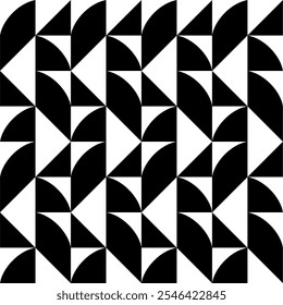 Seamless pattern with geometric motifs in black and white. Vector illustration.