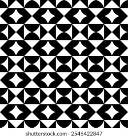 Seamless pattern with geometric motifs in black and white. Vector illustration.