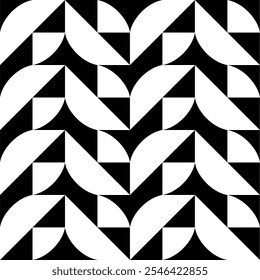 Seamless pattern with geometric motifs in black and white. Vector illustration.