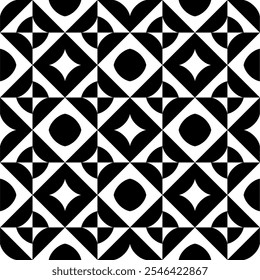 Seamless pattern with geometric motifs in black and white. Vector illustration.