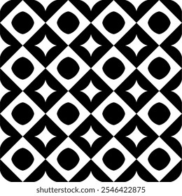 Seamless pattern with geometric motifs in black and white. Vector illustration.