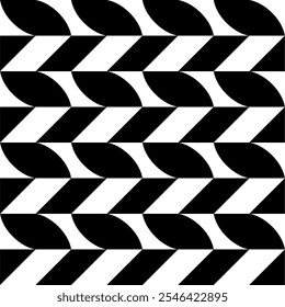 Seamless pattern with geometric motifs in black and white. Vector illustration.