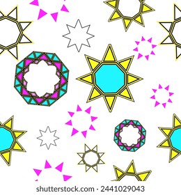 Seamless pattern is geometric and multi colored. The mandala. Drawing for printing. Vector illustration isolated on a white background