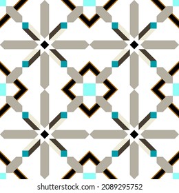 Motivos geométricos orientales sin soldadura simetría fondo blanco