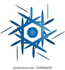 Seamless pattern of a geometric ornament with blue gradient floral elements. Mandala ethnic 