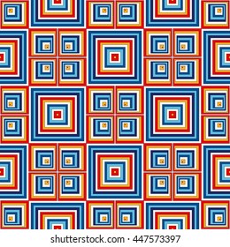 Seamless pattern with geometric ornament. Bright abstract background. Repeated squares wallpaper. Vector illustration