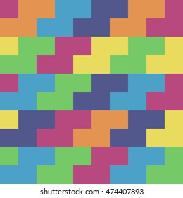 Seamless pattern with geometric ornament. Repeated color blocks background. Mosaic abstract wallpaper. Vector illustration