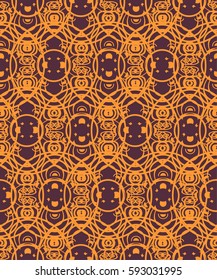 Seamless pattern with geometric ornament round. Circular abstract pattern.