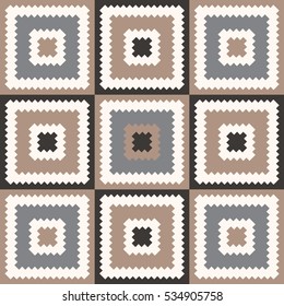 Seamless  pattern.  Geometric ornament with squares in pastel colours.  Vector illustration.  
