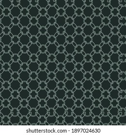 Seamless  pattern in geometric ornamental style. Dark green color.
