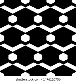 Seamless pattern. Geometric ornate. Chevrons, hexagons ornament. Curves, polygons backdrop. Folk wallpaper. Ethnic background. Tribal motif. Digital paper, textile print, web design, abstract. Vector
