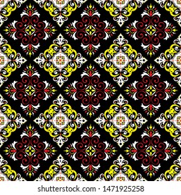 Seamless pattern with geometric ornate ethnic style. Vector Floral Illustration in asian textile. vector design inspiration. creative fabric background