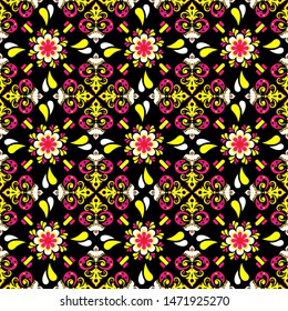 Seamless pattern with geometric ornate ethnic style. Vector Floral Illustration in asian textile. vector design inspiration. creative fabric background