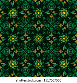 Seamless pattern with geometric ornate ethnic style. Vector Floral Illustration in asian textile. vector design inspiration. creative fabric motif