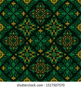 Seamless pattern with geometric ornate ethnic style. Vector Floral Illustration in asian textile. vector design inspiration. creative fabric motif