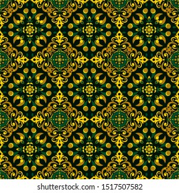 Seamless pattern with geometric ornate ethnic style. Vector Floral Illustration in asian textile. vector design inspiration. creative fabric motif