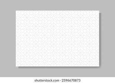 seamless pattern geometric outline of leaves in grey with white background