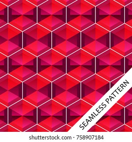 seamless pattern with geometric patterns, gems, red, cube