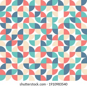 Patrón sin inconvenientes de forma geométrica, circular y redondeada de color pastel para fondo, arte, textura y papel pintado. Fondo vectorial.