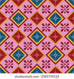 Seamless pattern geometric pink red colorful
