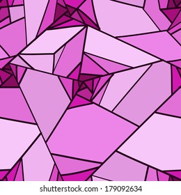 Seamless pattern of geometric pink rose flowers