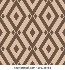 Seamless pattern with geometric prints. Brown background
