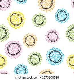 Seamless pattern with geometric round shapes and circles.