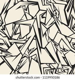 Seamless pattern with geometric safari abstract texture. Modern stylish chaotic background. Vector illustration.