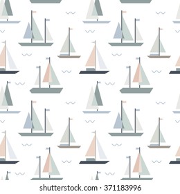 Seamless pattern with geometric sailing boats 4 svg