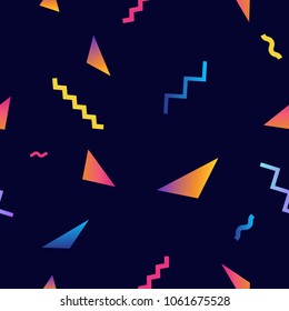 Seamless Pattern with geometric shapes. 80s Style Abstract Vector Background. Graphic design for web, print, textile, wrapping and decoration