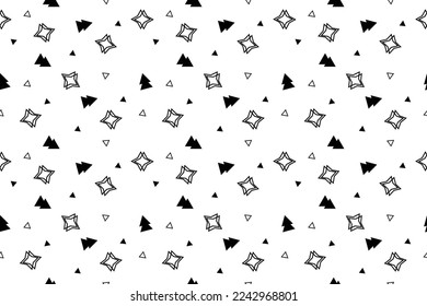 Seamless pattern with geometric shapes in 80s memphis style. black and white geometric pattern. Design of promotional products, wrapping paper and printing. Vector illustration. 