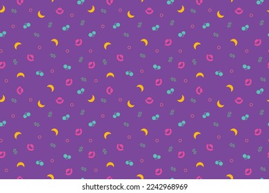 Seamless pattern with geometric shapes in 80s memphis style. Colorful geometric pattern. Design of promotional products, wrapping paper and printing. Vector illustration. Pop art color background.