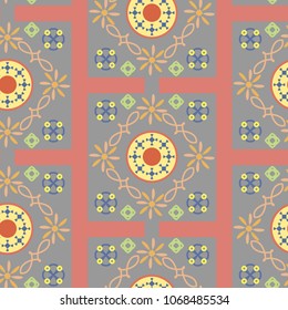Seamless pattern of geometric shapes. Abstract seamless pattern with lines and figures. Vector Background. Repetitive Colorful Pattern. Vector illustration. Coral pattern.
