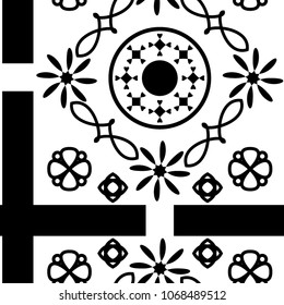 Seamless pattern of geometric shapes. Abstract seamless pattern with lines and figures. Vector Background. Repetitive black and white Pattern. Vector illustration, black and white pattern