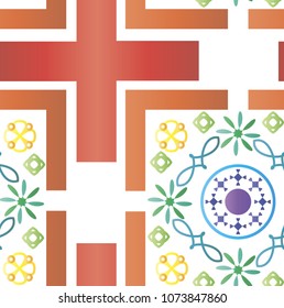 Seamless pattern of geometric shapes. Abstract seamless pattern with lines and figures. Vector Background. Repetitive Colorful Pattern. Vector illustration. Multicolor pattern.