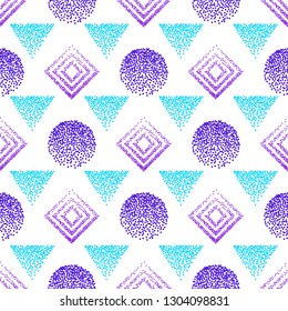 Seamless pattern with geometric shapes, abstract background, stipple effect