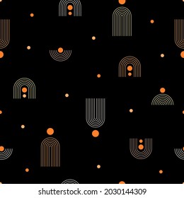 Seamless pattern with geometric shapes. Abstract background. Line art.  Boho wall decor. 