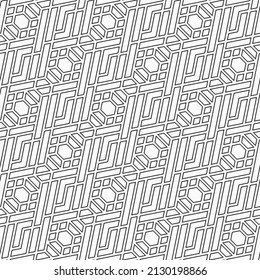 Seamless pattern with geometric shapes. Abstract embroidery background. Monochrome mosaic. Digital paper, web-design, textile press, background. Vector graphic.