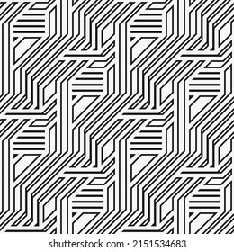 Seamless pattern with geometric shapes. Abstract embroidery background. Monochrome mosaic. Digital paper, web-design, textile press, wallpaper. Vector graphic.