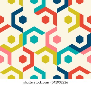 Seamless pattern of geometric shapes. Geometric abstract background with hexagon.