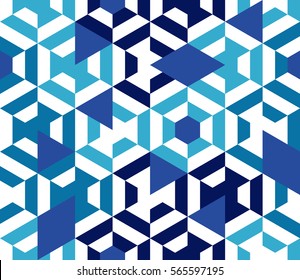 Seamless Pattern Of Geometric Shapes. Geometric Abstract Background With Hexagons, Rhombus, Triangels