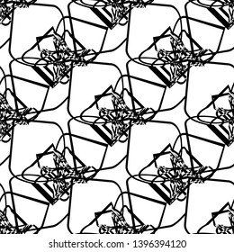 Seamless pattern with geometric shapes. abstraction. Black and white