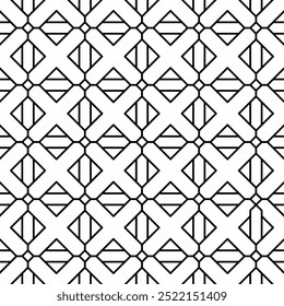 Seamless pattern with geometric shapes in black and white colors. Suitable for various creative projects or decorative elements.
