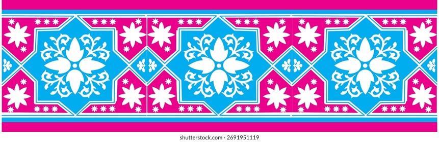 Patrón sin fisuras con Formas geométricas en colores azul, rosa y blanco